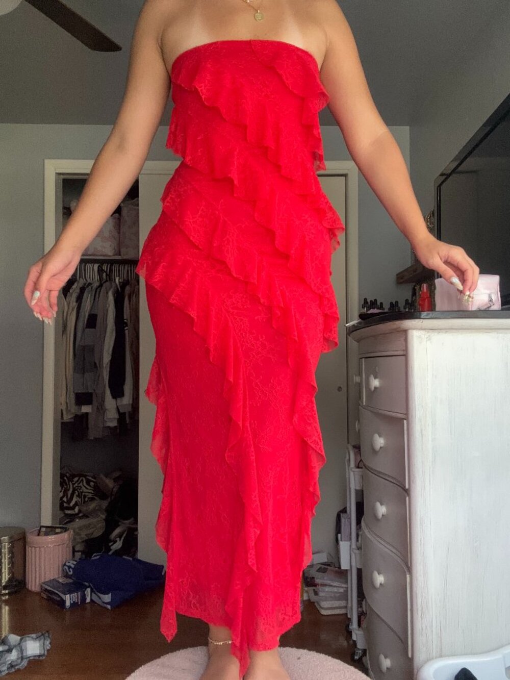 Gorgeous bright red Wild Fable lace maxi dress ❤️